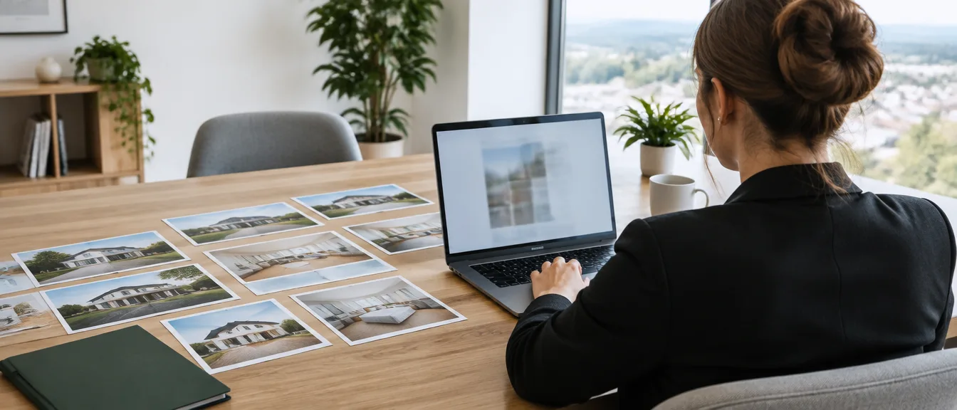 Príprava aktuálnych fotografií pre profil realitnej kancelárie.