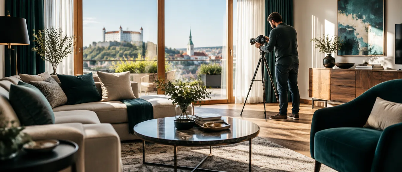 Príprava prirodzeného svetla pre fotografie bytu